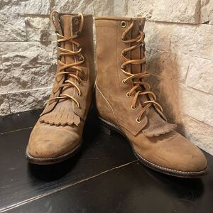 JUSTIN L575 BROWN LEATHER LACER WESTERN RANCH BOOTS Women's size 5.5 B